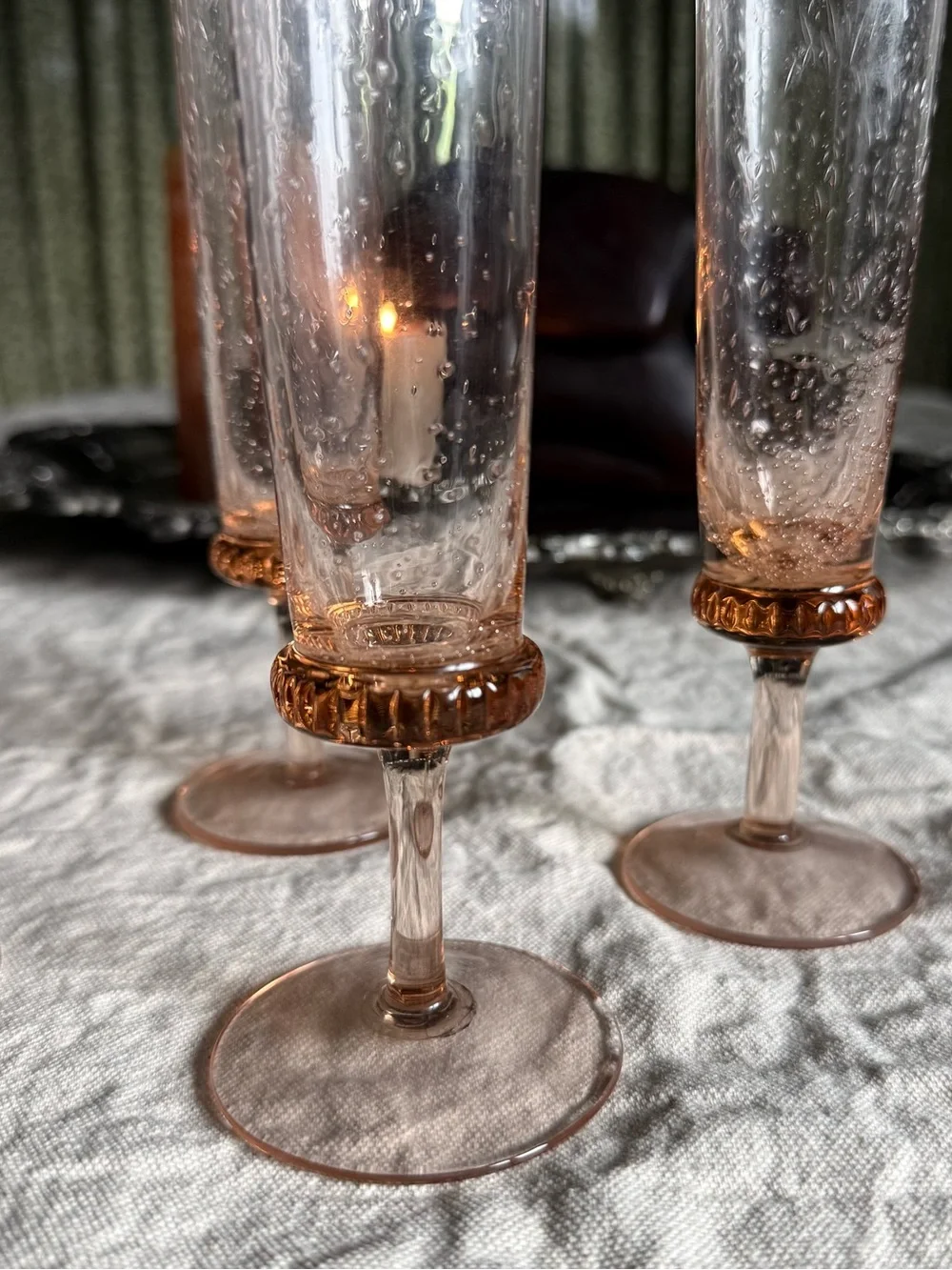 Anthropologie Amparo Champagne Flutes Set of 5 Blush Pink